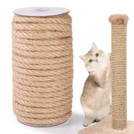 Natural Sisal Rope for Cat Scratching Post, 5/16" x 60 Ft, Brown