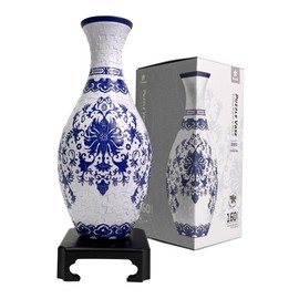 Pintoo 3D Puzzle Vase Unique Flower Vase Made by 160 Curved Plastic Puzzle Pieces House Warming Gift for Flower Arrangements and Home Decoration - [S1032] (Classic, Indigo Age)