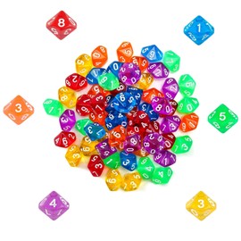 60 Stück Polyedrische Würfelset, Acrylic Transparente Einfarbig Würfel, D10 Dice Set, FarbSpielwürfel, für RPG/MTG/D&D Table Games, Card Game, Board Game（Rot, Gelb, Blau, Grün, Lila, Orange）