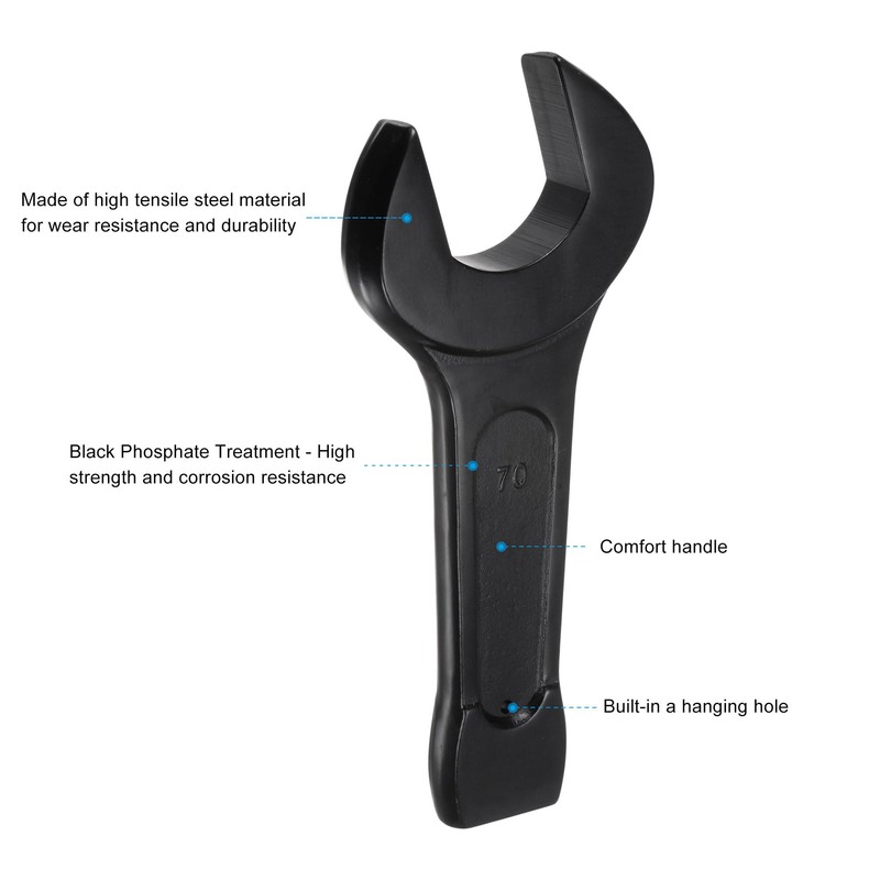 uxcell 70mm Open End Impact Spanner, High Tensile Steel Single