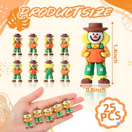 Beeveer 25 Pcs Thanksgiving Pumpkin Scarecrow Figurines, Small Harvest Scarecrows Figurines for Garden and Yard Rubber Tabletop Autumn Shelf Sitters Fall Decoration Thanksgiving Gifts Tabletop Decor