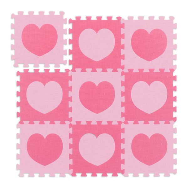 Relaxdays Puzzle Mat Heart Pattern 18 Pieces Made of Non-Toxic