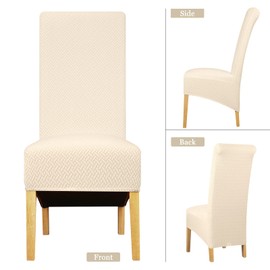 Lellen XL Size Stretch Chair Covers for Dining Room Large Dining Room Chair Slipcovers Dining Chair Covers Kitchen Reusable Parsons Side Chair Slipcover Soft Protector Set of 4,Cream