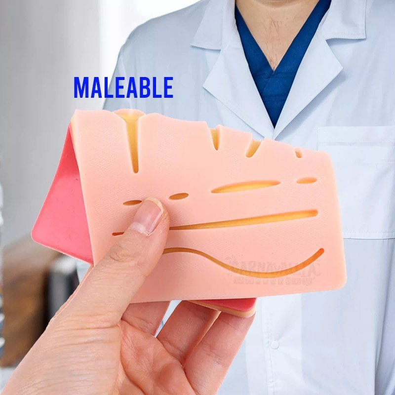 Grupo Carnavallia Simulador Piel 3capa Almohadilla Silicón Práctica Sutura Doc