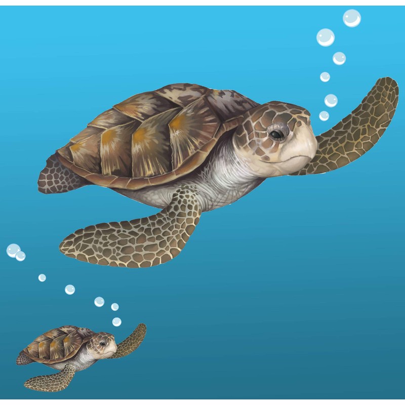 Create-A-Mural : Sea Turtle Wall Decal ~Realistic Undersea Animal for