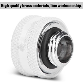 Zunate Compression Fitting, PC Water Cooling Brass Compression Fitting, 4 Pieces/Pack, Suitable for 14 mm Outer Diameter Rigid Tube, 5 Colours (Black + White + Silver + Green + Red) (White)