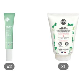 Kit Yves Rocher: 2 Tratamientos Imperfecciones 10ml + Limpiador Desincrustante Piel Grasa