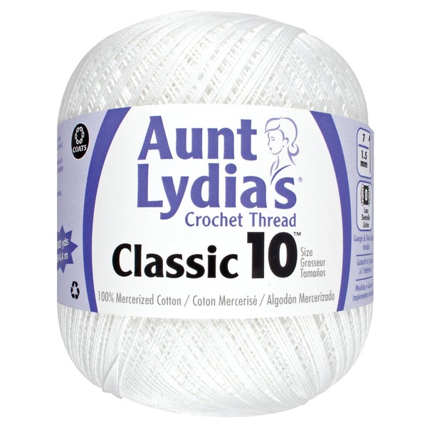 Aunt Lydia Value Crochet Cotton, White - 151.0201