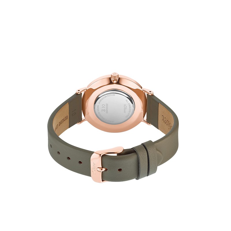 s.Oliver 2033488 Women's Quartz Watch Analogue with Leather Strap, Grey,