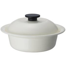Nodahoro Heat Resistant Pot, Enameled, Gas/IH Compatible, Large, Individual Pot, Ramen, Udon, Made in Japan, Kokonabe Individual Pot, Milky White, KO-21MW