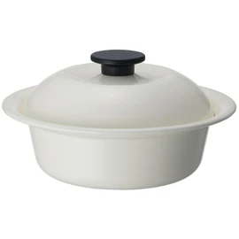 Nodahoro Heat Resistant Pot, Enameled, Gas/IH Compatible, Large, Individual Pot, Ramen, Udon, Made in Japan, Kokonabe Individual Pot, Milky White, KO-21MW