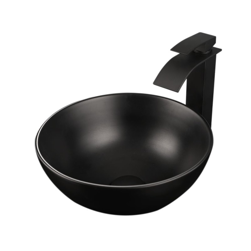 KECTIAKL Bathroom Vessel Sink 13 Inch Black Ceramic Sink with