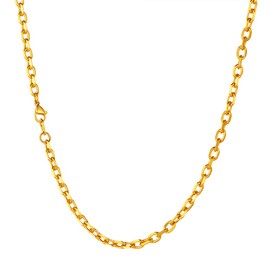 Richsteel Men's Women's Rolo Chain Classic Link Chain Necklace in 3 mm/6 mm/9 mm/12 mm in Silver/Black/Gold-Plated Solid Necklace in 46 cm Long to 76 cm Long, No Gemstone