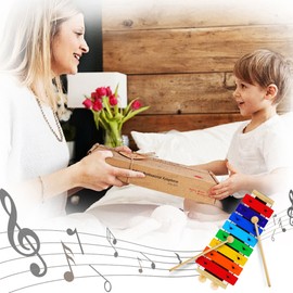 ammoon 8 Keys Compact Size Xylophone Glockenspiel with Wooden Mallets Percussion Musical Instrument Toy Gift for Kids Children