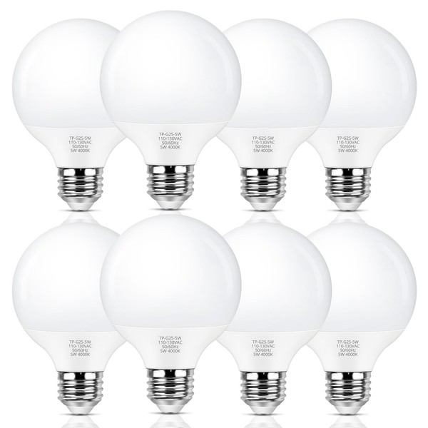 MAXvolador G25 LED Globe Light Bulb 60W Equivalent, Neutral White