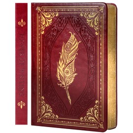 CAGIE Vintage Journal for Women Men, 320 Pages Thick Hardcover Notebook, A5 College Ruled Journals for Writing with Gift Box 5.7x 8.3 in, Red