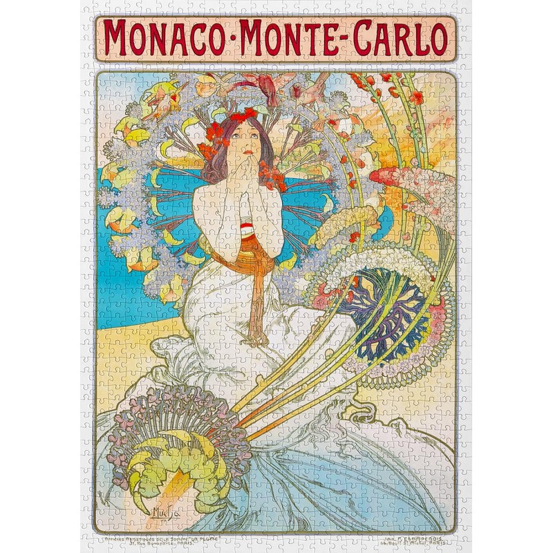 ENJOY-1560 Monaco Monte Carlo, Alphonse Mucha, Jigsaw Puzzle, 1000 Pieces