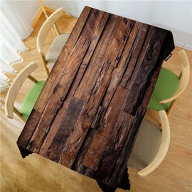 Swono Dark Wood Tablecloth - Vintage Natural Wooden Board Rectangle Table Cloth Picnic Tablecloth Washable Plaid Table Cover for Kitchen Holiday Dinner, 52x70 Inch