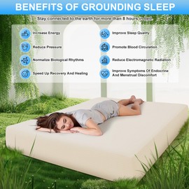 Grounding Sheets for Earthing Twin XL Size, Fitted Earthing Sheets Grounding Fitted Sheet for Improving Sleep, Better Working and Help with Anxiety, Organic Cotton & Silver Fiber, Beige