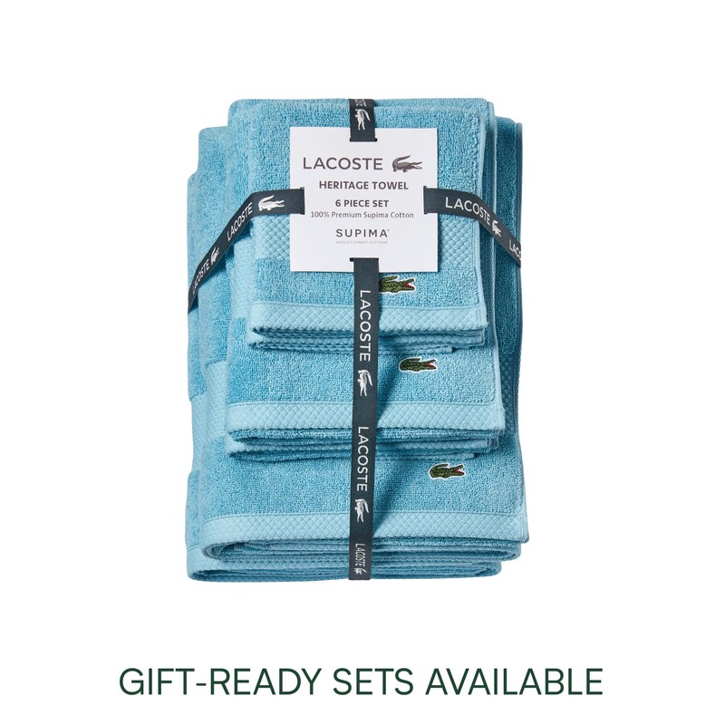 Lacoste Heritage 100% Supima Cotton Wash Cloth, Celestial, 13" x