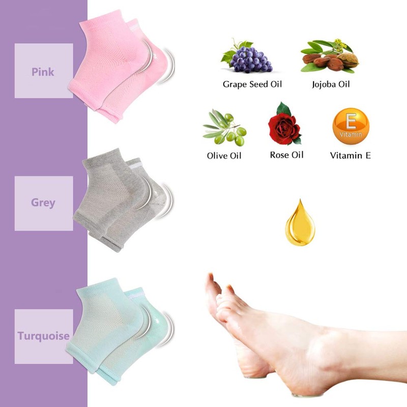 Moisturizing Socks, Moisturizing/Gel Heel Socks for Dry Cracked Heels, Ventilate