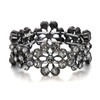 Flyonce Wedding Bridal Bracelet for Brides, Grey Rhinestone Crystal Flower