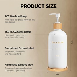 Prus Waso Dish Soap Dispenser for Kitchen Sink, Liquid Soap Dispenser Perfect for Kitchen Counter Decor, Kitchen Essentials for New Home. (White & Dish)