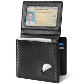 SlowTon Cartera para Hombre, 17/19 Ranuras Carteras para Caballero con Airtag Titular y RFID Bloqueo, Minimalista Plegable de Cuero Genuino Billetera Monedero Hombre con Caja, Idea Regalo para Hombres