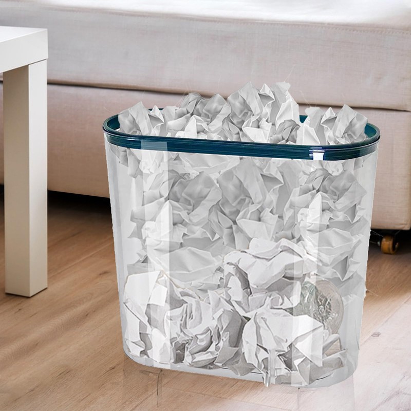 ASelected Slim Trash Can, 12L, Clear Plastic, For Bathroom, Kitchen,