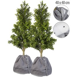 Royal Gardineer Plants Winter: Set of 2 Thermal Pot Protectors for Plants, 40 x 40 cm, with Drainage, Anthracite (Flower Pot Protection, Winter Protection Hoods, Greenhouse)