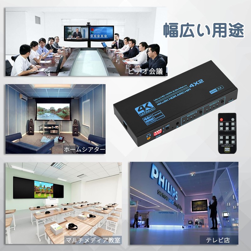 HDMI Matrix 4x2 HDMI Matrix Selector 4 in 2 Output