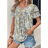 CRAZY GRID Womens Dressy Casual Shirts Crew Neck Ruffle Short