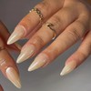 Champagne Chrome Press on Nails Medium Almond,KQueenest Iridescent Stiletto Fake