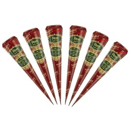 6 x Neeta Mehndi Cones Dark Brown Mehndi | All Natural Body Art Organic Hebral Temporary Tattoo | Ready to Use