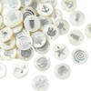 Ipotkitt 60Pcs/box Flat Round with Mixed Pattern Natural Freshwater Shell