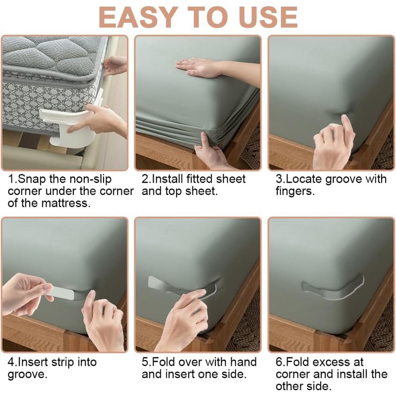 XUDUOO 4PCS Bed Sheet Holder with Lock Strips, Heavy Duty
