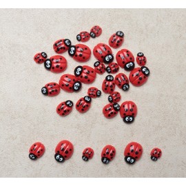 SOWAKA 30 Pcs Ladybug Embellishments 14mm 19 mm 25 mm Cute Ladybug Ornaments for Craft Project DIY Scrapbooking Decoration (Red - Ladybug)