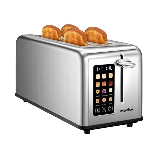 Mecity 4 Slice Toaster Touch Screen 1.5" Long Slot, Stainless