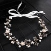 Uongeod Brautschmuck mit Kristallperlen, Bohemian-Stil, Kopfschmuck mit Blättern, Ranken, Blume,