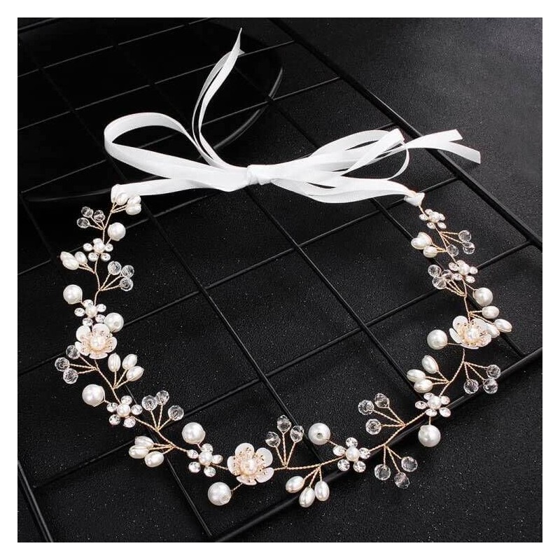 Uongeod Brautschmuck mit Kristallperlen, Bohemian-Stil, Kopfschmuck mit Blättern, Ranken, Blume,