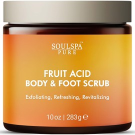Exfoliante corporal refrescante y exfoliante para pies con ácidos de frutas para una piel radiante, 10 oz