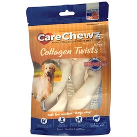 Pet Factory CareChewz Collagen 6-7" Twist Keys Dog Chew Treats - Natural Flavor, 2 Count/1 Pack