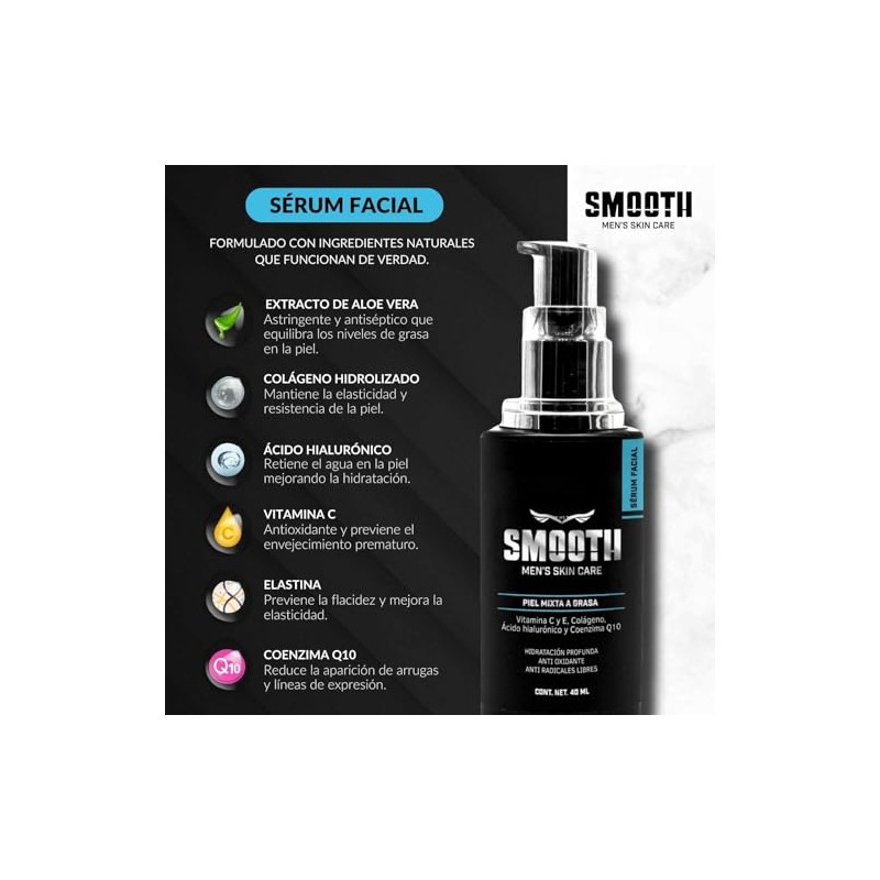 SMOOTH Set Completo de Cuidado Facial Antiedad para Hombre 5