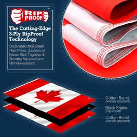 Anley Rip-Proof Technology Double Sided 3-Ply Canada Flag 3x5 Foot - Vivid Color, Canvas Header and Wrinkle Resistant - The Strongest, Longest Lasting Canadian Flags 3 X 5 Ft