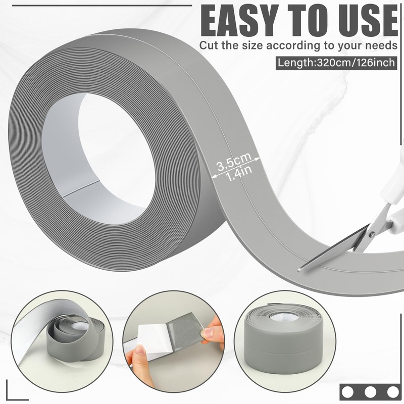 Frienda Grey Caulk Tape 10.5' x 1.5'' Waterproof Self Adhesive