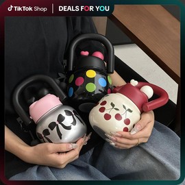 [Sidagar] 23oz Water Bottle – Cute 2-in-1 Lid Design w/ Tea Infuser  | 316L Stainless Steel | Cold/Hot for Hours | Hand Strap & Shoulder Carry | Summer Must-Have for Tea & Iced Drinks dealsforyoudays:_Cherry