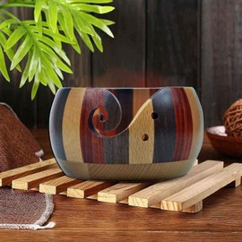 Joyeee Wooden Yarn Bowl Holder Organizer Storage Bowl for DIY Knitting Home Decor Home Needlework Yarn Holder Accessories Set for Women Wool Bowls for Crochet
