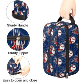 Kids Travel Toiletry Bag - Fire Baseball Waterproof Hanging Dopp Kit for Boys Men - Large Shaving Bags for Toiletries Accessories Bathroom Stuff
