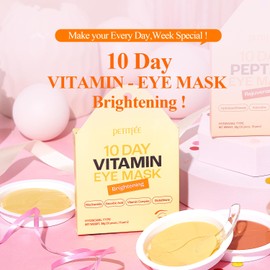 10 DAY Eye Mask Vitamin 20pcs (10pairs) - Brightening Eye Patch, Even Skin Tone with Ascorbic Acid, Vitamin Complex, Glutathione, Niacinamide, travel friendly, lightweight