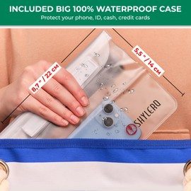 SHYLERO Beach Bag and Pool Bag. Has Airtight Pouch, Key Holder. Beach Tote is Zippered, Waterproof (IP64) - L22xH15xW6